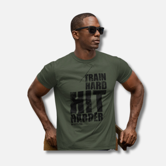 Train Hard / Hit Hard - Military Green T-Shirt